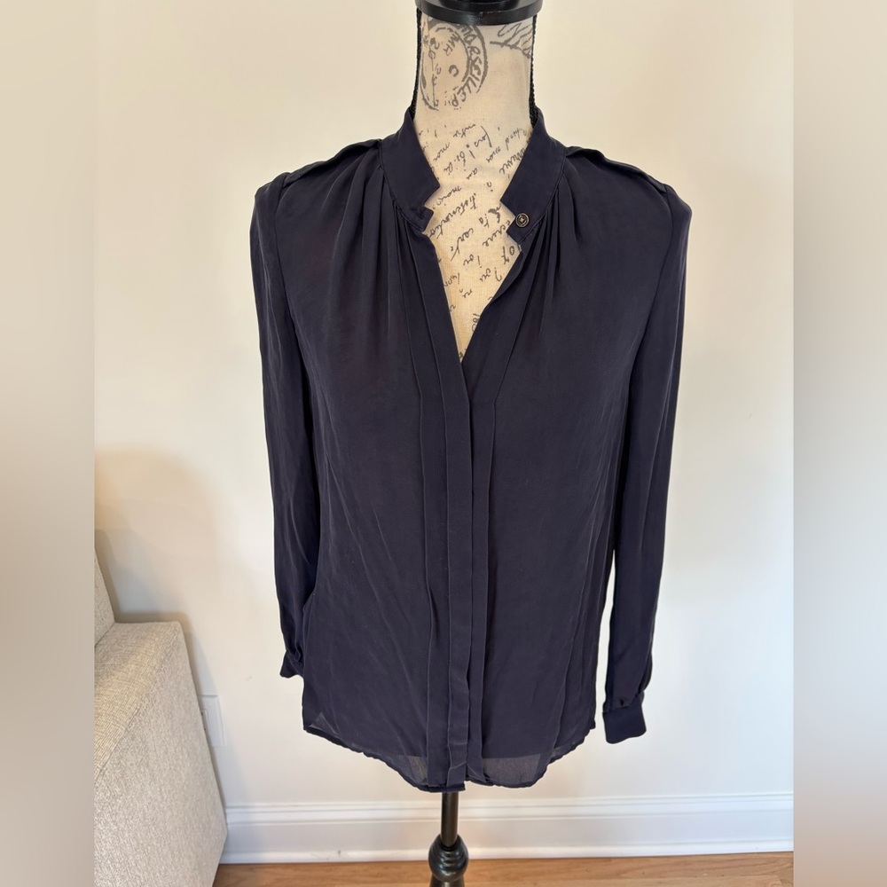 Massimo Dutti blue silk blouse size 6